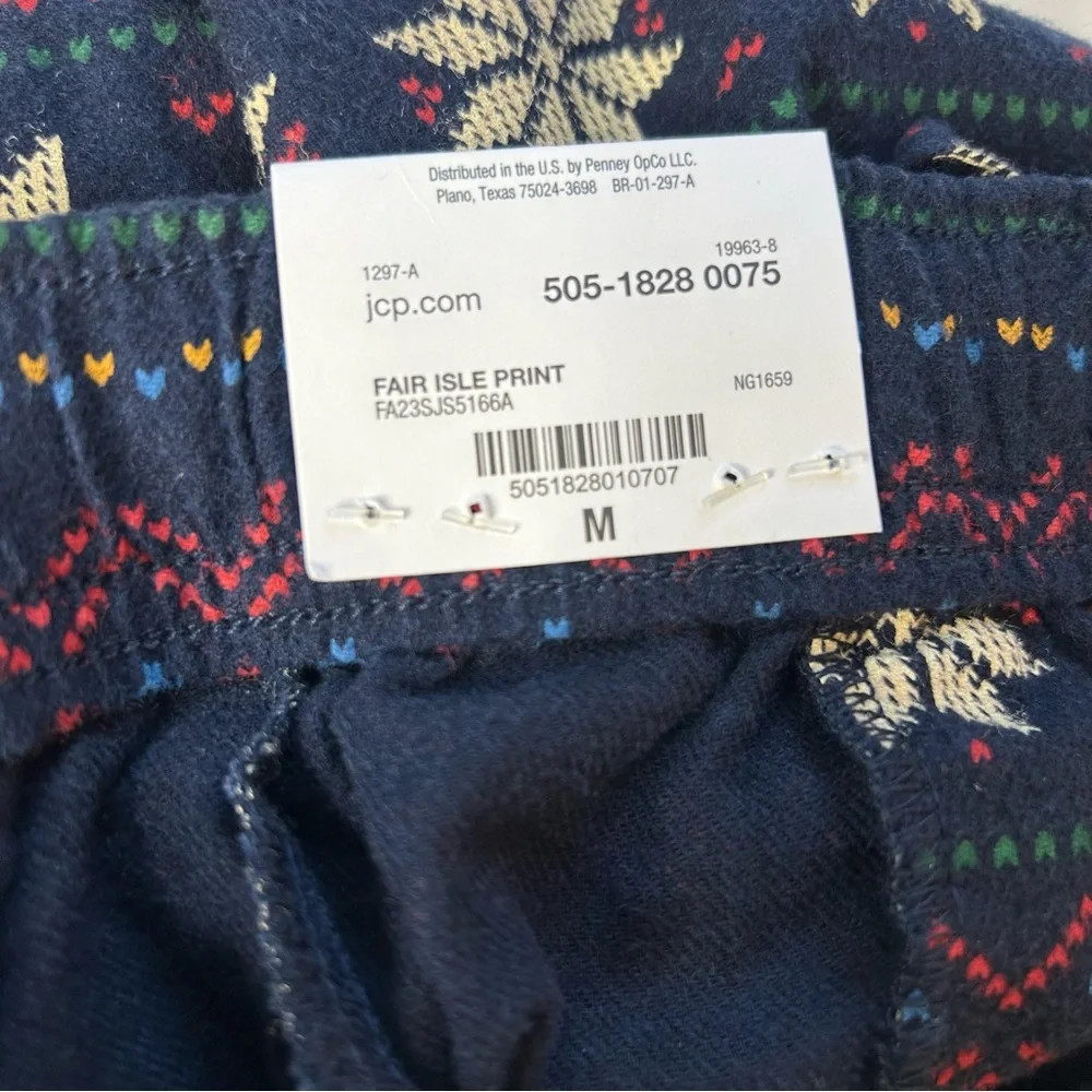 NEW St John’s Bay Men’s Flannel Pajama Pants Fair Isle Print Size Medium